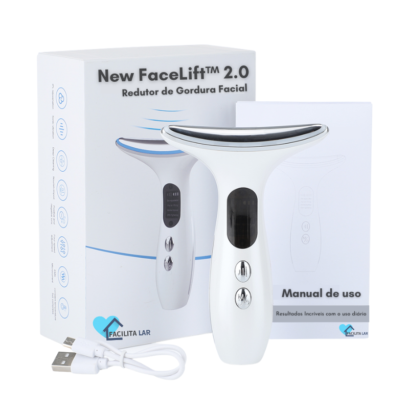 NOVO FaceLift™ 2.0 Redutor de Gordura Facial  4 em 1 + Ebook Exclusivo de Brinde com 57 RECEITAS PARA EMAGRECER 30kg em 30 Dias