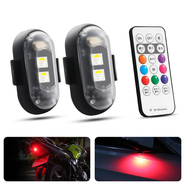 Universal Led Aircraft Strobe Lights Motorcycle Anti-collision Warning Light with USB Charging 7 Colors Turn Signal Indicator