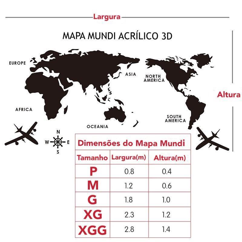 Mapa Mundi para Parede em Acrílico 3D - Frete Grátis - Loja Facilita Lar